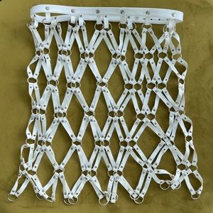 Leather Chainmail Skirt, White, Festival Wear